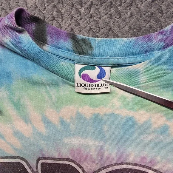 VTG 1991 Liquid Blue Yes Band Tie Dye T-Shirt Men's M Blue Purple Brockum USA - Picture 5 of 12